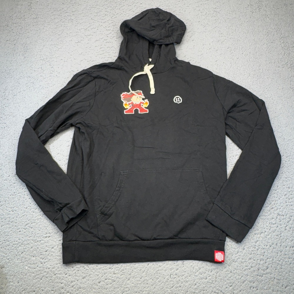 Marine Layer Hoodie Mens Small Black Pixel Art Graphic Pullover Ahoy Button